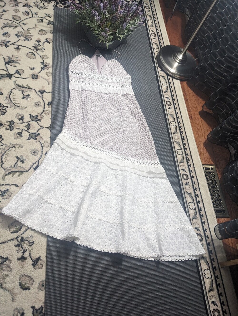 SAYLOR White Eyelet Lace Midi Dress - Picture 3 of 13